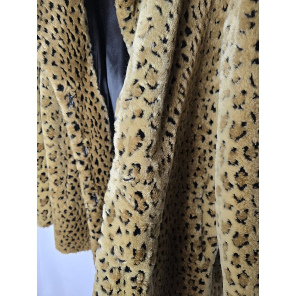 Unreal Fur Wild Cat Leopard Print Jacket Coat Women's Size 16-Vintage- Y2K - Picture 12 of 16
